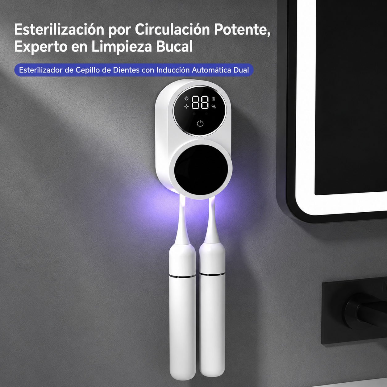 Limpiador de cepillos con luz ultravioleta