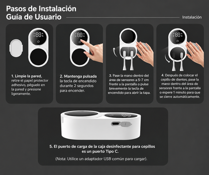 Limpiador de cepillos con luz ultravioleta